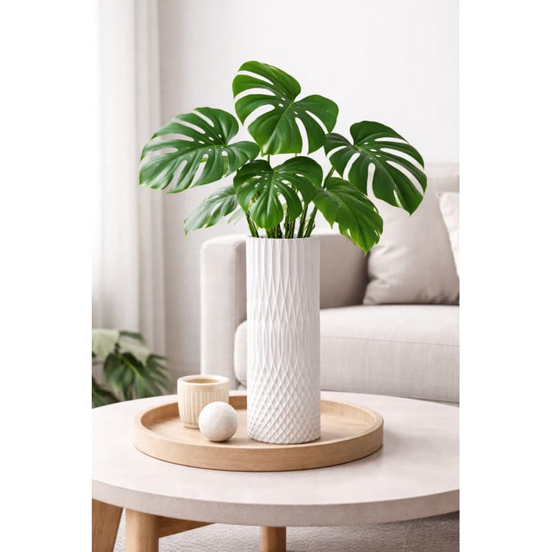 Vaso Decorativo Geométrico Prisma Alto 22cm | Design Moderno Texturizado