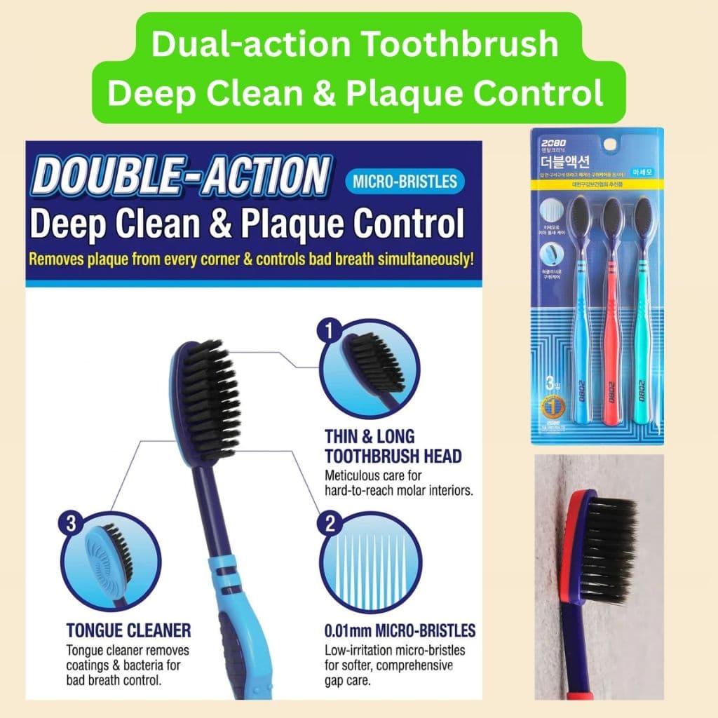 Escova De Dentes De Dupla Ação 2080 (Conjunto De 3 Unidades) | Micro Cerdas Para Limpeza Profunda , Controle De Placa ,
