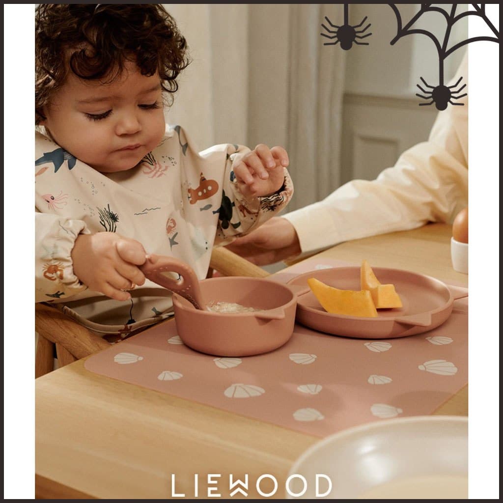 LIEWOOD Conjunto De Tigela Para Babador De Bebê Alimentação De silicone De Dinossauro Talheres Crianças Bebês Babadores