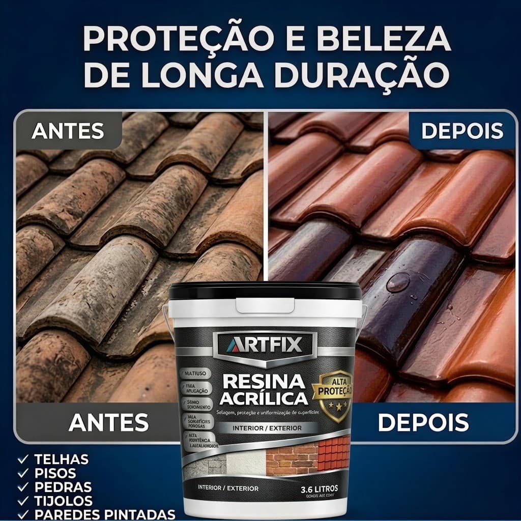 QUEIMA DE ESTOQUE - Resina Acrílica Kit 1kg e 3kg 2 ou 3 Unid Impermeabilizante Proteção Telha Piso