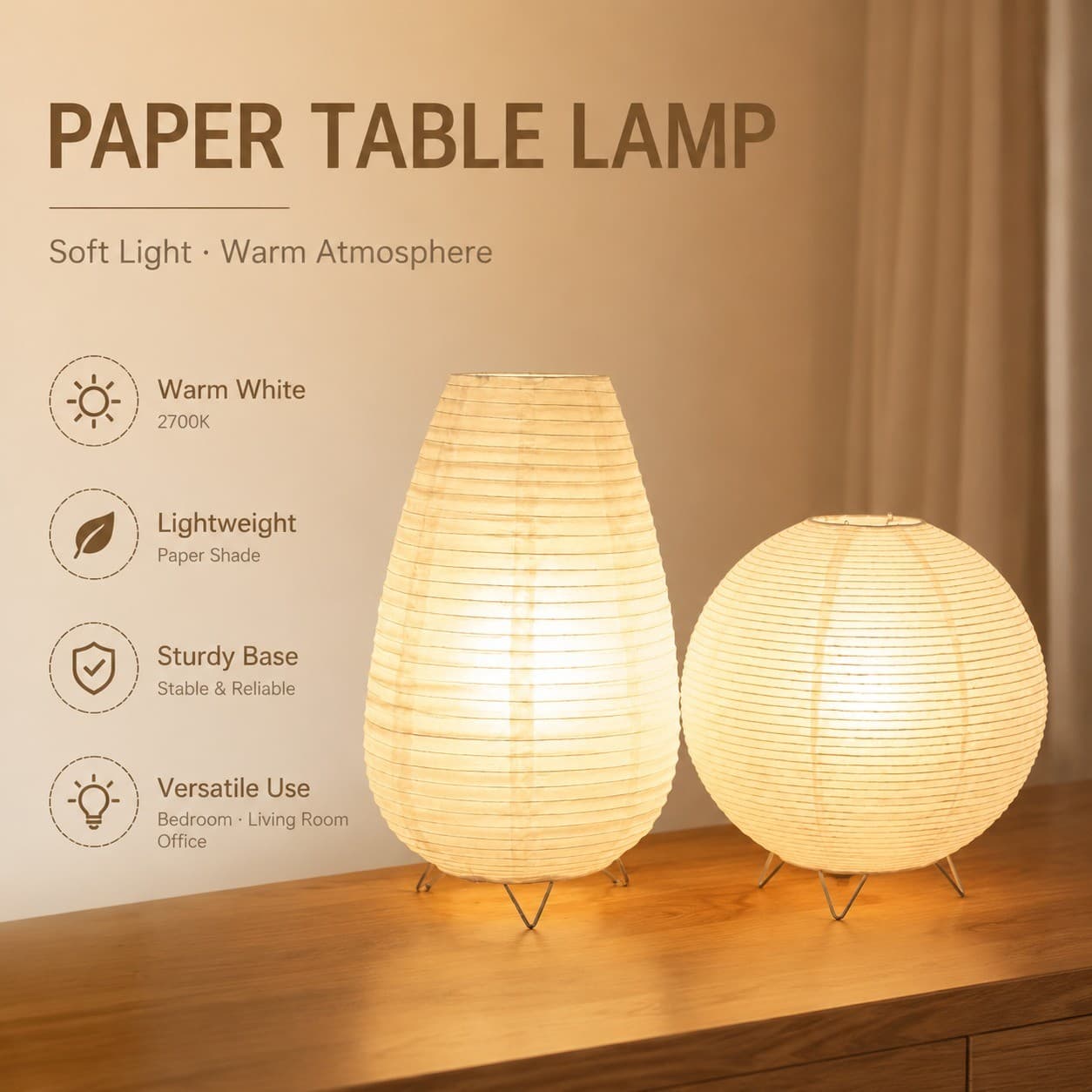 CZHLIFE Abajur De Mesa Papel, Luminária De Mesa Lanternas Retrô Feitas À Mão Quartos, Salas De Chá E Escritórios
