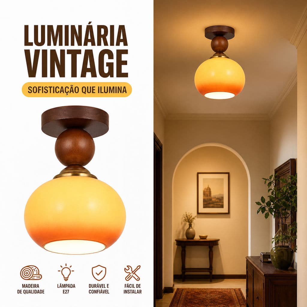 Luminária De Teto Vintage Estética Meados Do Século, Luminária Semi Embutida Cúpula De Vidro E27 Para Corredor Cozinha