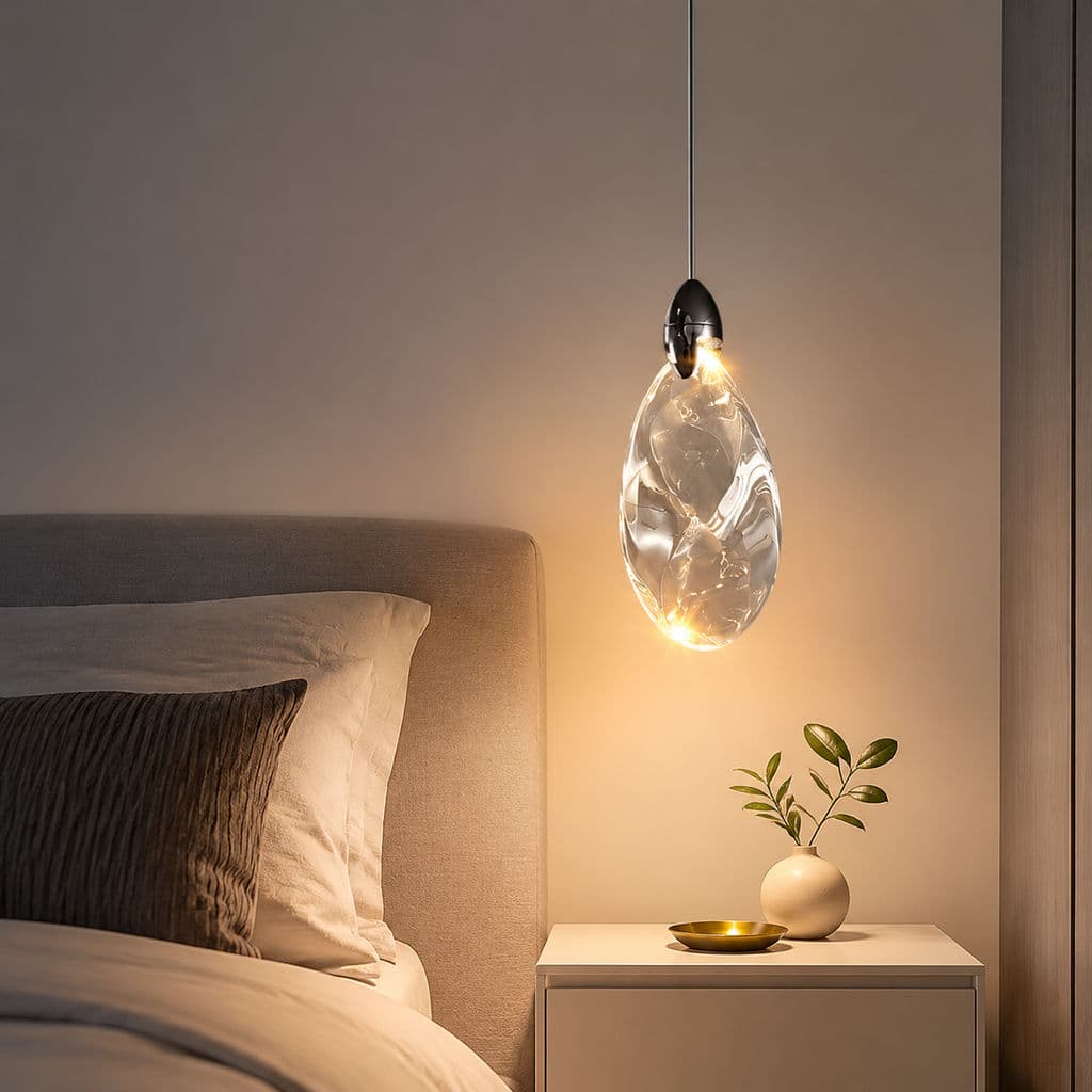 Luz Pendente De Cristal K9 LED Proteção Ocular Brilho Ajustável Pingente Decorativo Para Quarto Escada