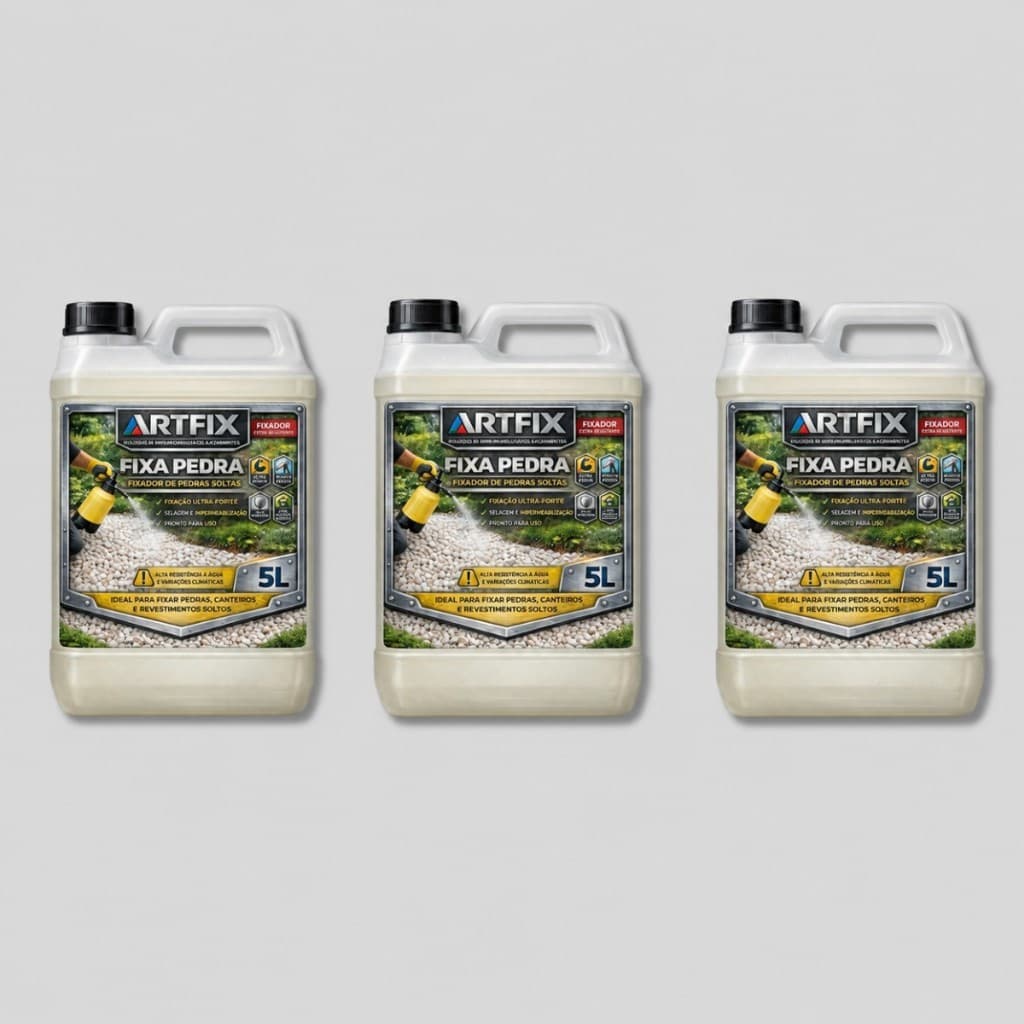 Resina Fixadora de Pedras Artfix 5L com 1, 2 ou 3 Unidades para Britas, Seixos e Granilhas