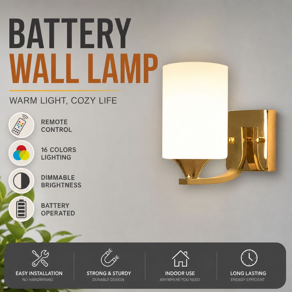 Lâmpada De Parede LED Operada Por Bateria Moderna Regulável RGB Arandela Para Quarto Interno Sala De Estar Decoração De