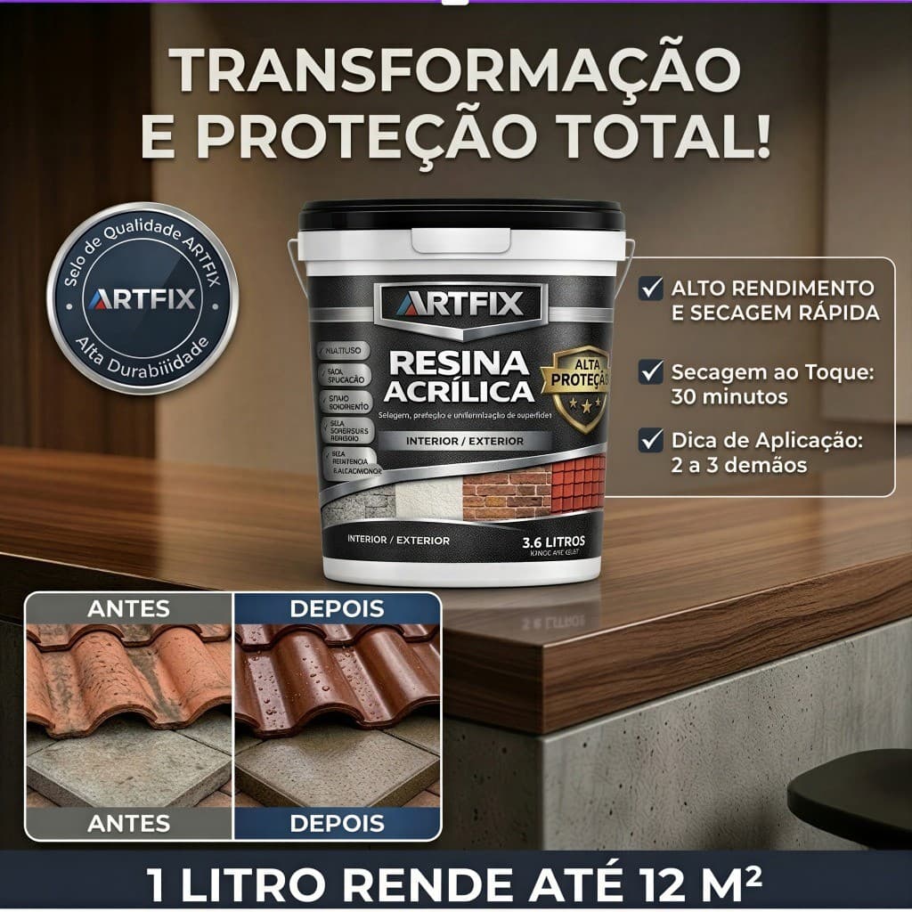 QUEIMA DE ESTOQUE - Resina Acrílica 1kg e 3kg Kit 1 ou 2 Unid Impermeabilizante Incolor Piso Pedras