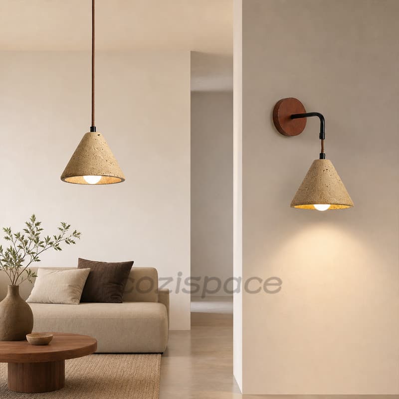 Luminária Travertino Amarela Natural Luminária De Parede Para Quarto Wabi Sabi Lampu Dinding
