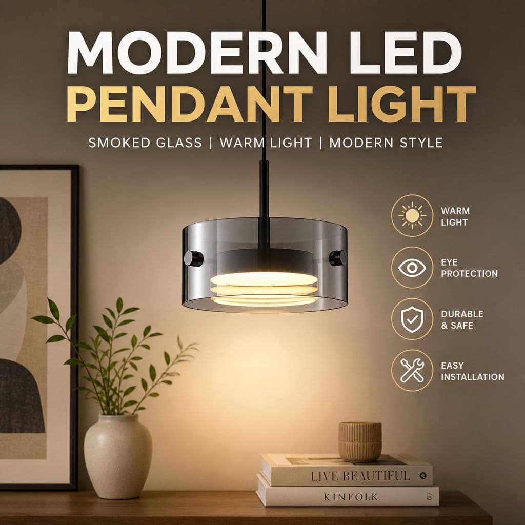 Moderno LED Pingente Luz Cinza Esfumaçado Vidro Ajustável Lâmpada Pendurada Para Quarto Jantar Cozinha Bar