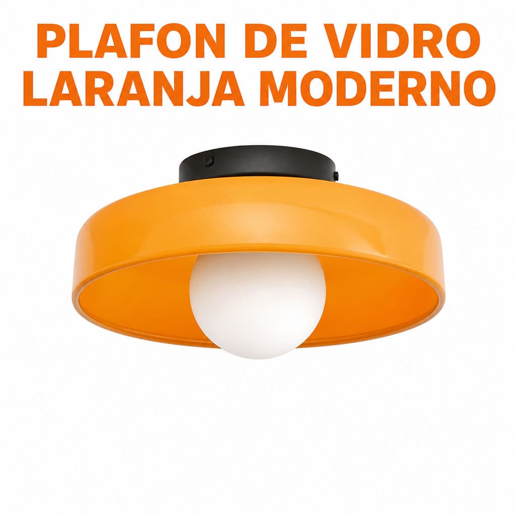 Plafon De Vidro Moderno Laranja 25×13cm Arandela Redonda Decoração Quarto Corredor Sala