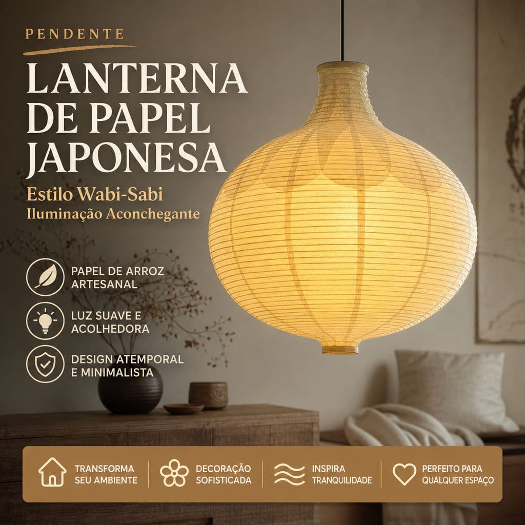 Lanterna Pendente De Papel De Arroz Japonês Estilo Wabi Sabi Luz Decorativa Com Brilho Suave Para Sala De Jantar