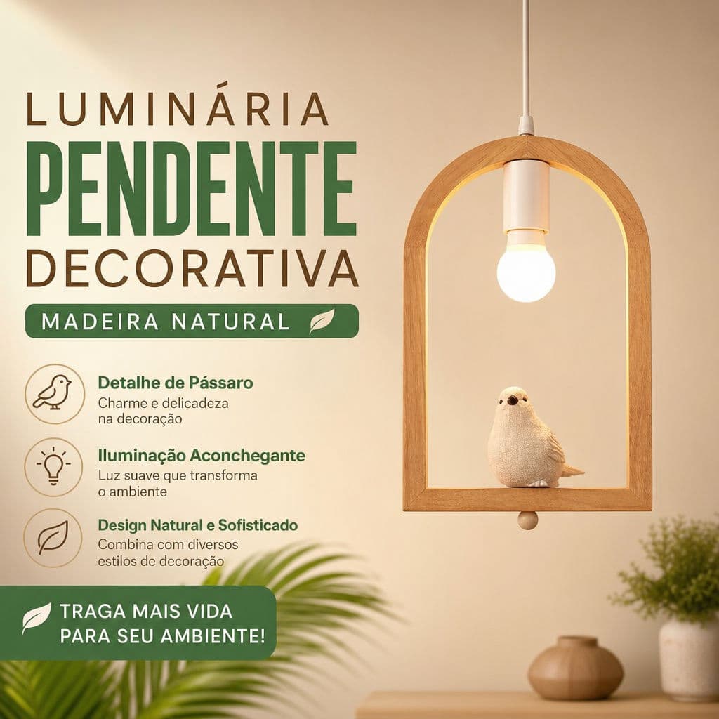 Luz Pendente Decorativa De Madeira Natural Com Estatueta Fofa LED Nórdico Para Sala De Jantar , Quarto , Estar