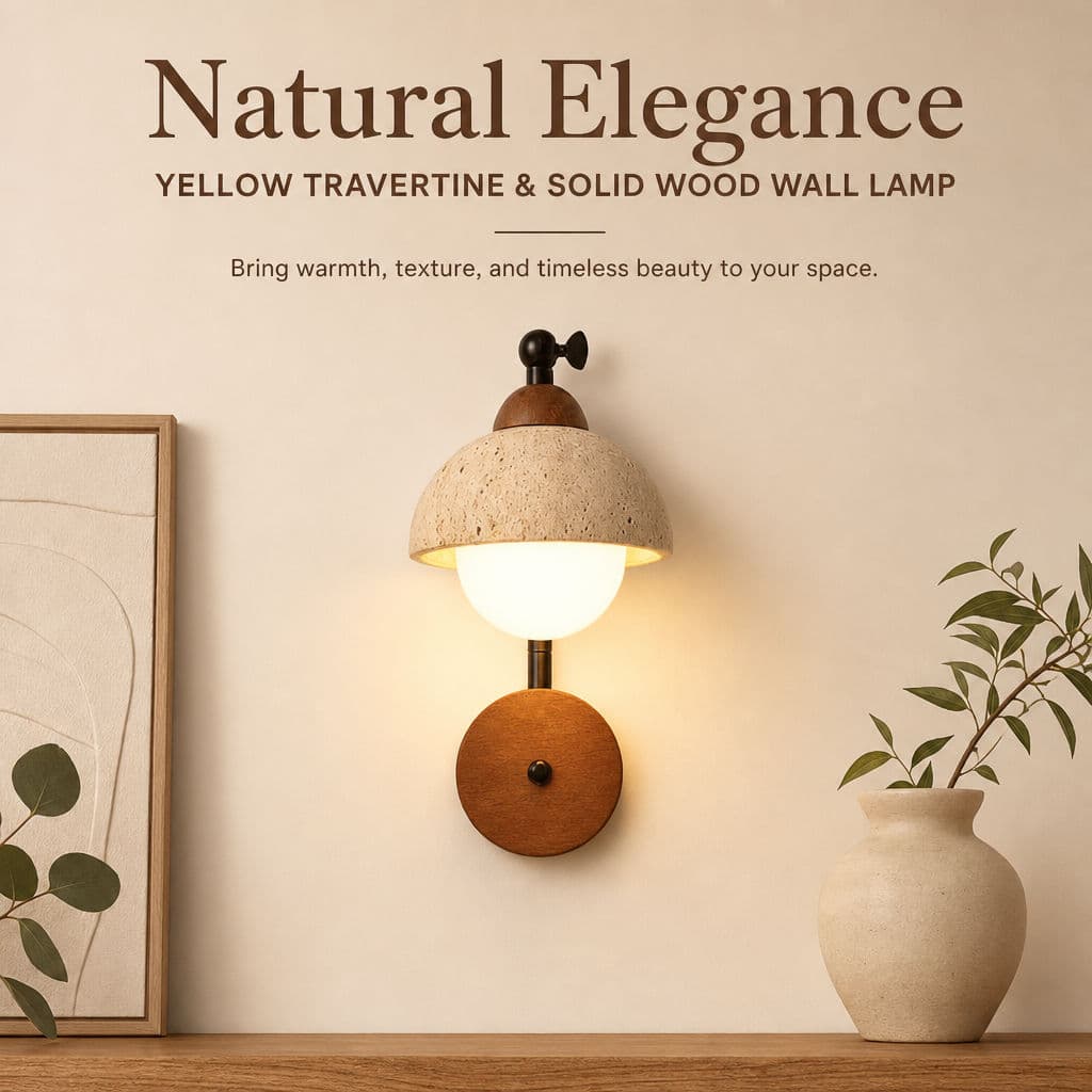 Candeeiro De Parede De Madeira Maciça Travertine Natural 180 ° Arandela LED G9 Giratória Para Sala De Estar De Cabeceira