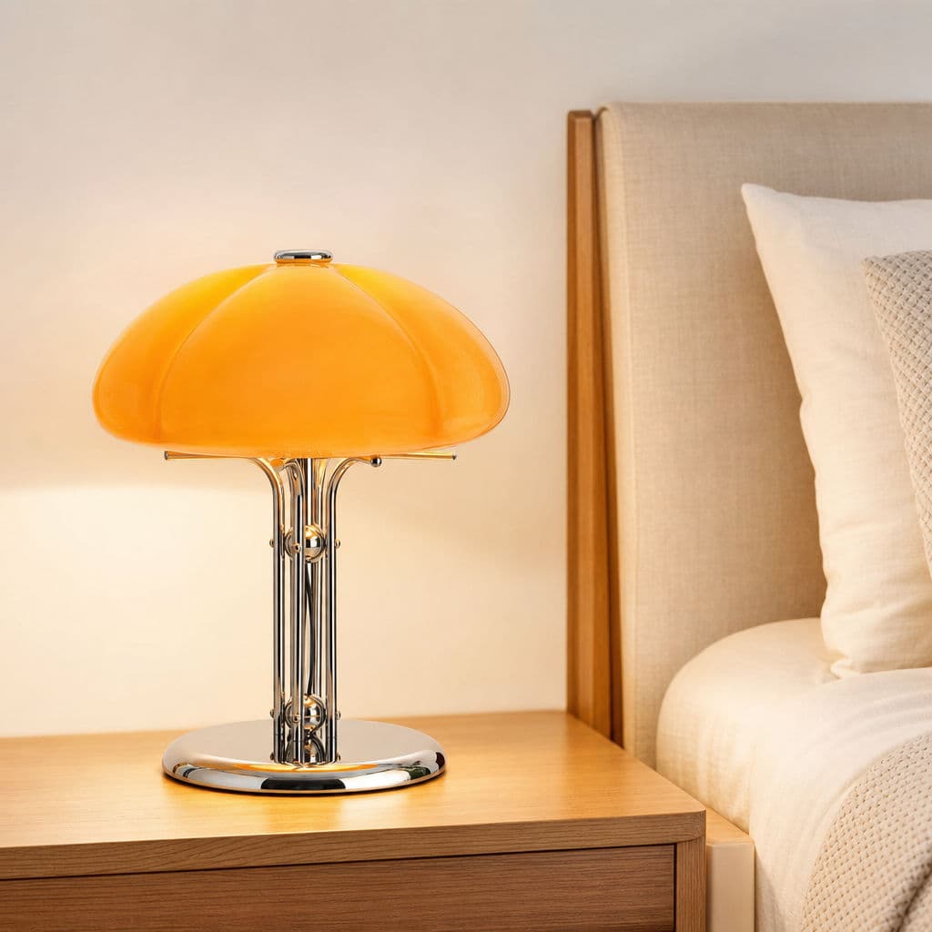 Abajur Cogumelo Bauhaus Led Regulavel Vidro Laranja Abajur De Quarto Para Decoracao De Casa Lampu Meja