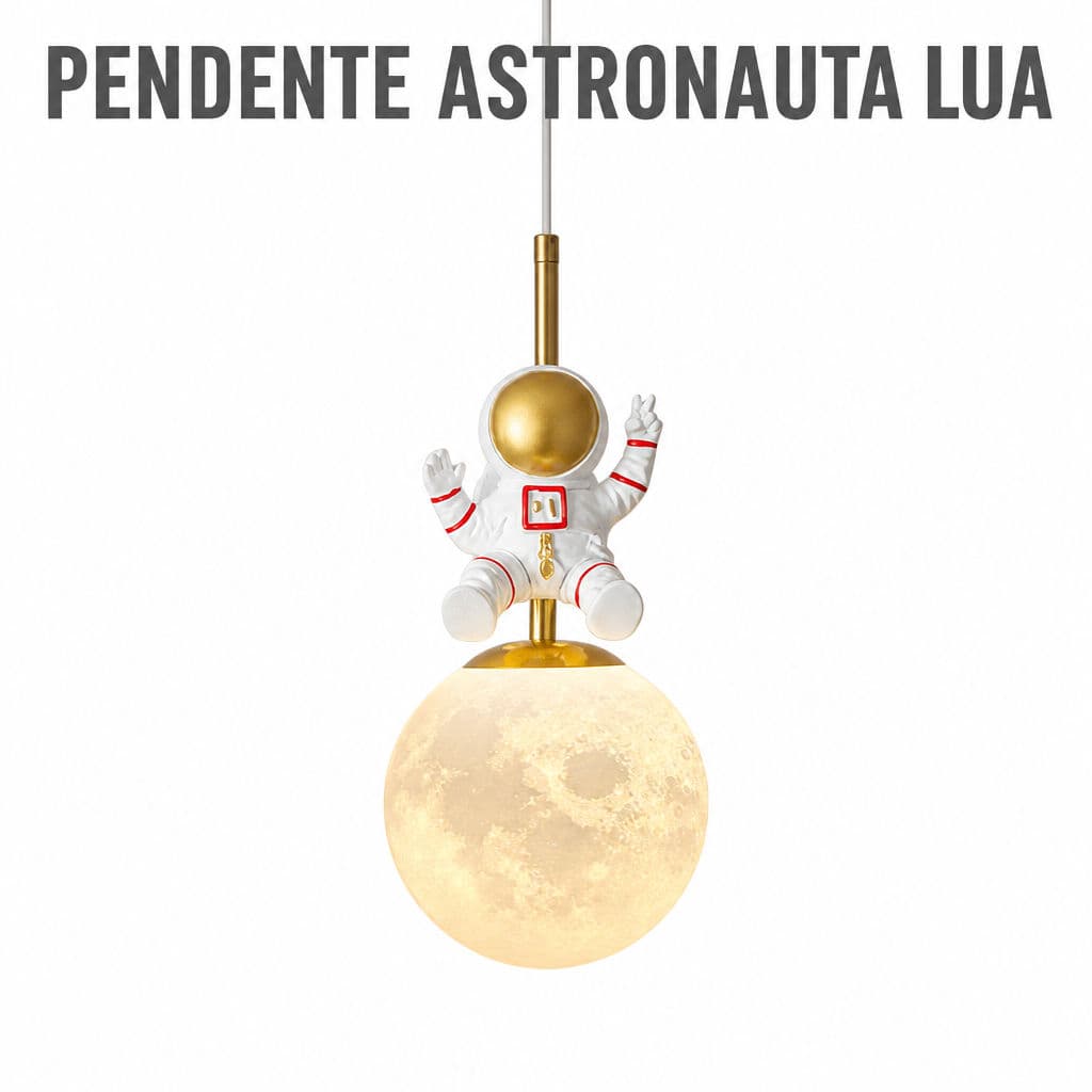 Pendente Astronauta 3D Lua Globo Lâmpada Suspensa Resina Para Decoração De Quarto Infantil