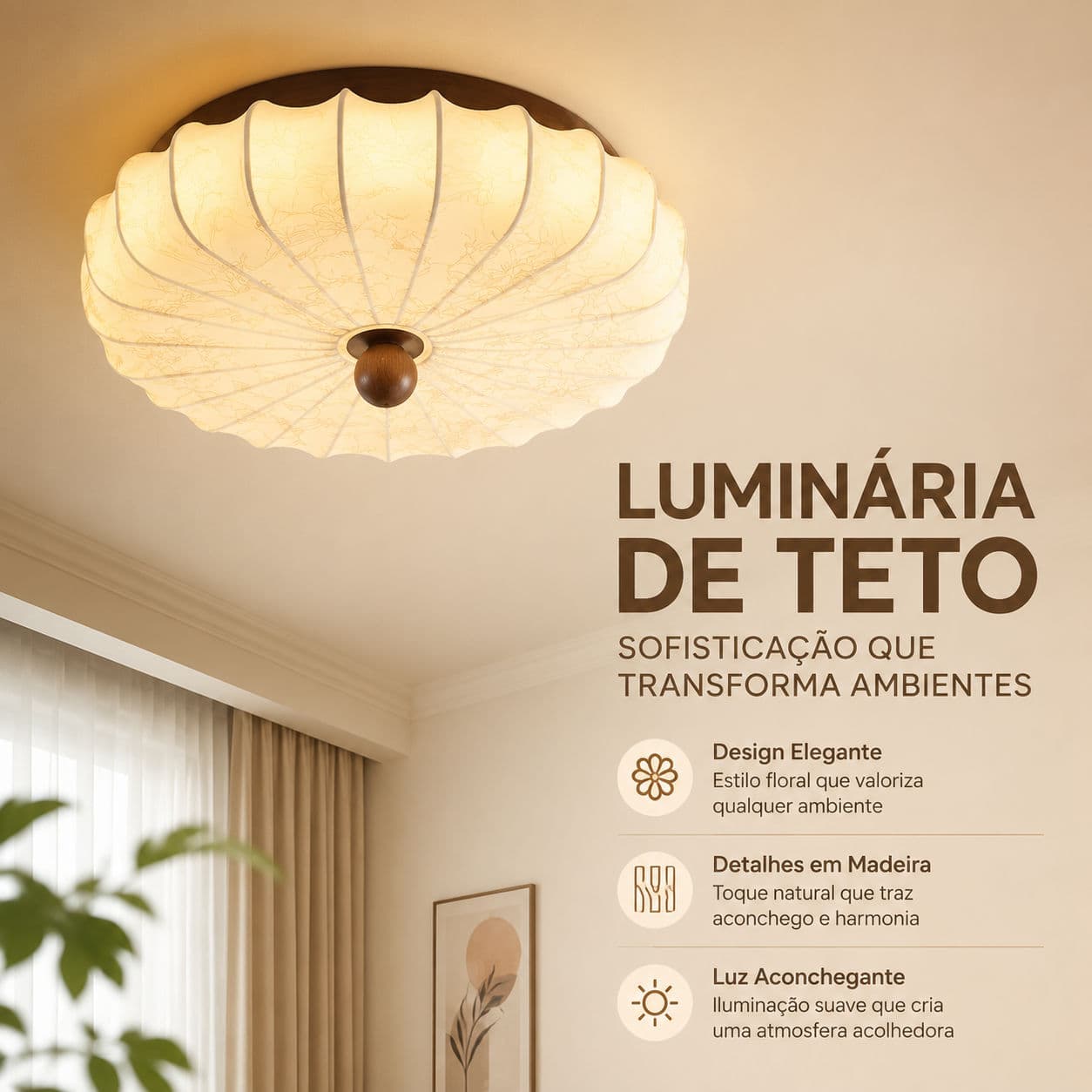 Retro Abobora Led Luminaria De Teto Luminaria Para Quarto Madeira Tecido Regulavel Dekorasi Rumah lampu plafon