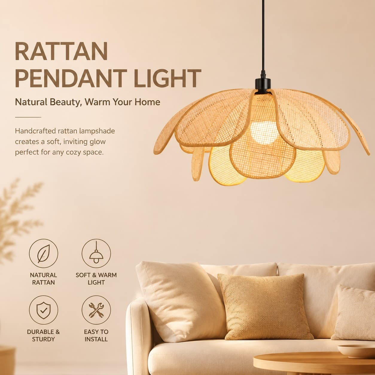 CZHLIFE Lampu Gantung Pétalas Pendente Luminaria Teto Tecelagem De Rattan Lustre Sala Jantar/Salão De Chá/Hotel