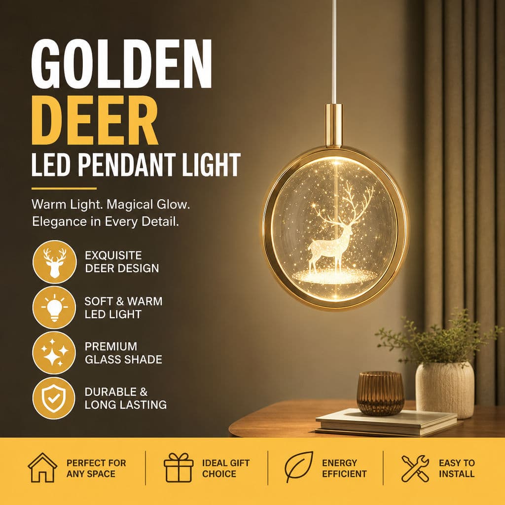 Golden Deer LED Luz Pendente Moderna Lâmpada De Vidro 3D Nórdica Para Quarto Sala De Estar Jantar