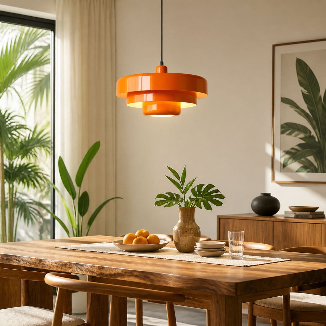 Bauhaus Luz Pingente Vintage De Três Camadas Bolo Pendurado Lâmpada De Teto Laranja Para Sala De Jantar Quarto Cozinha I