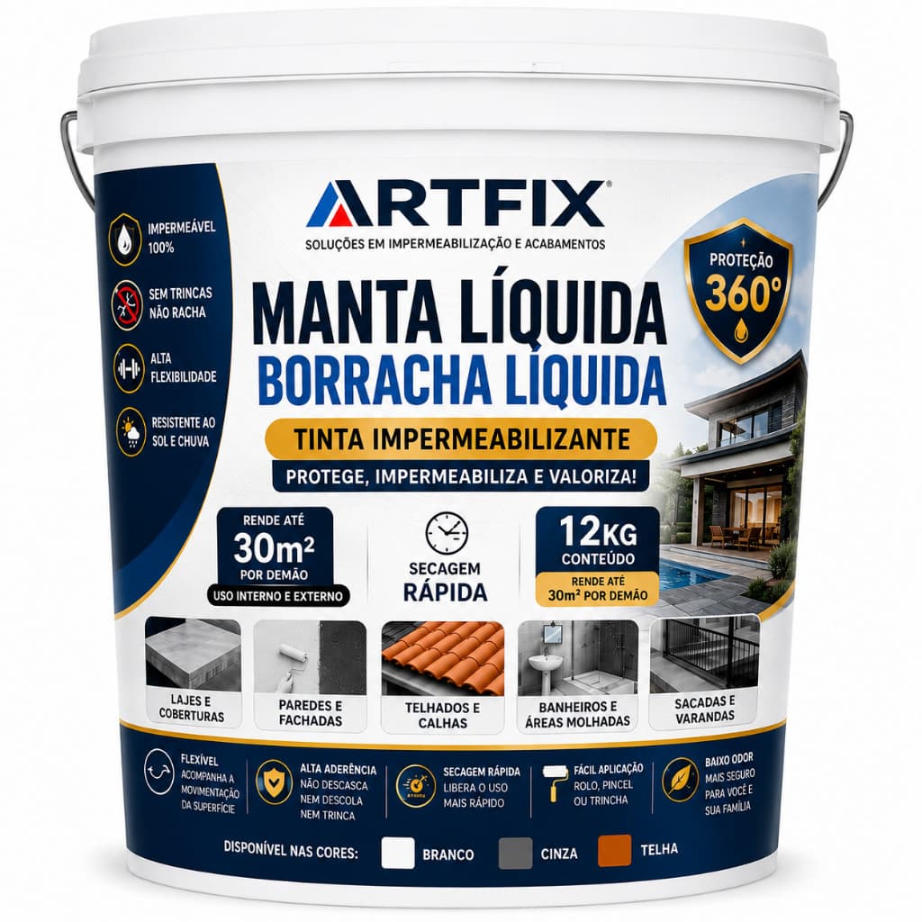 Artfix Manta Líquida 12kg Impermeabilizante para Telhado e Laje