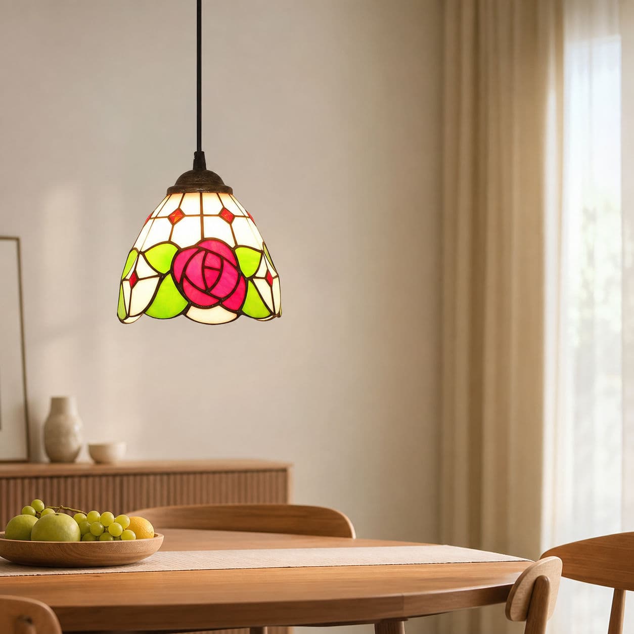Luminaria Pendente Retro Vitral Ajustavel Para Sala De Jantar Decoracao Casa Luminaria De Teto Lampu Gantung