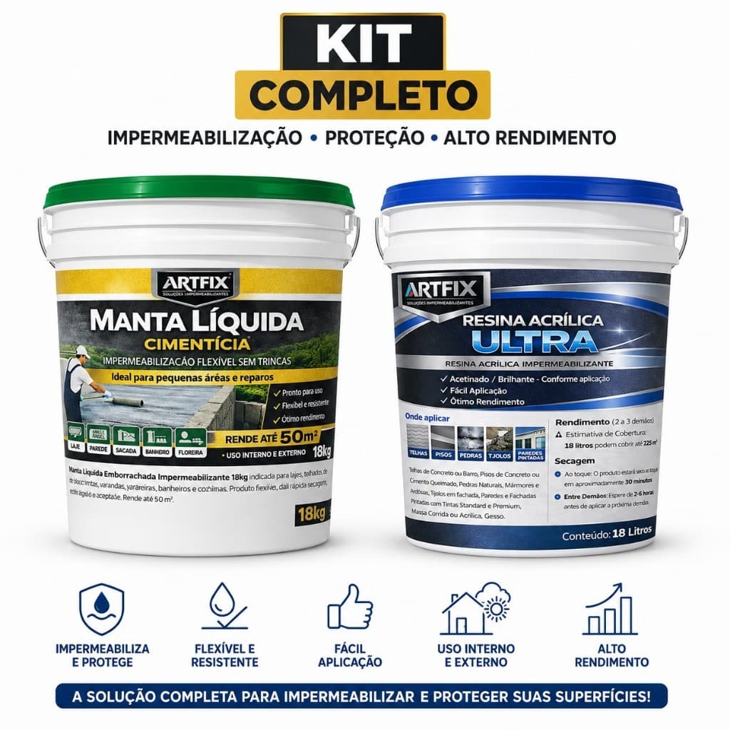Kit Manta Líquida 18L + Resina Acrílica 18L Artfix Lajes