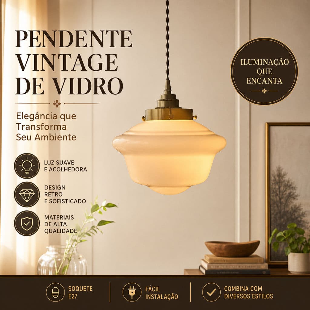Luminária Pendente Vintage De Teto Lustre De Latão Antigo Com Abajur De Vidro Branco Leitoso , Luz Japonesa Para Sala De