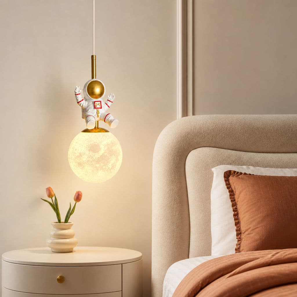 Luminária Pendente Astronauta Abajur Decorativo Para Quarto Infantil Luz Tricolor 20cm/40cm Decoração lampu gantung