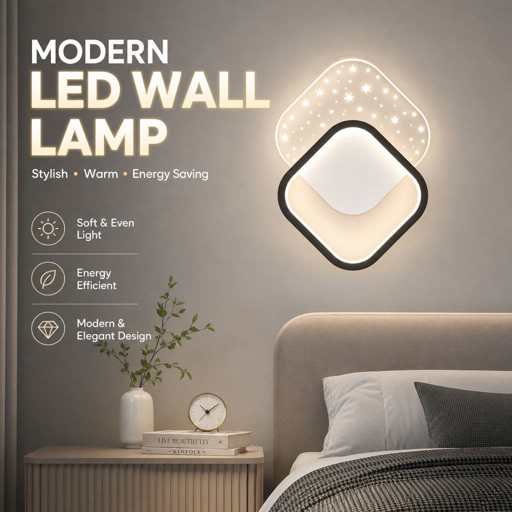 Candeeiro De Parede LED Moderno | Luz Estrelada Suave Economizadora De Energia Arandela Decorativa Para Corredor Da Sala