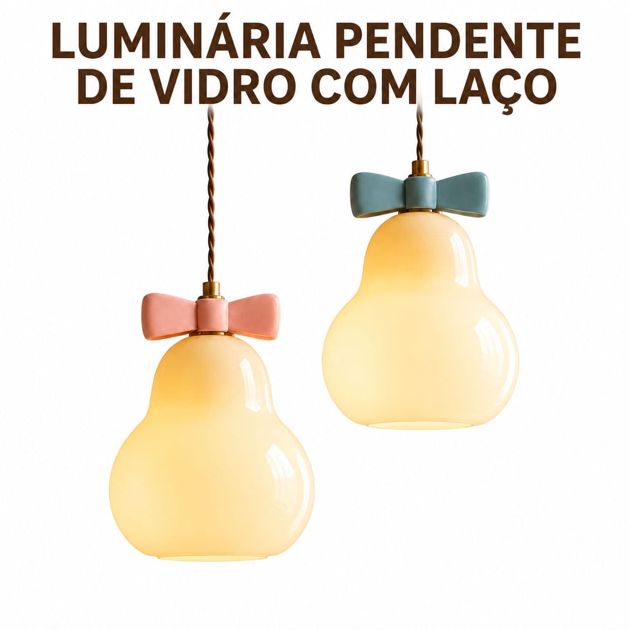 Luminária Pendente De Vidro Com Laço Fofo, Luz Suspensa Formato Cabaça Luz Quente Para Quarto Mesa De Jantar