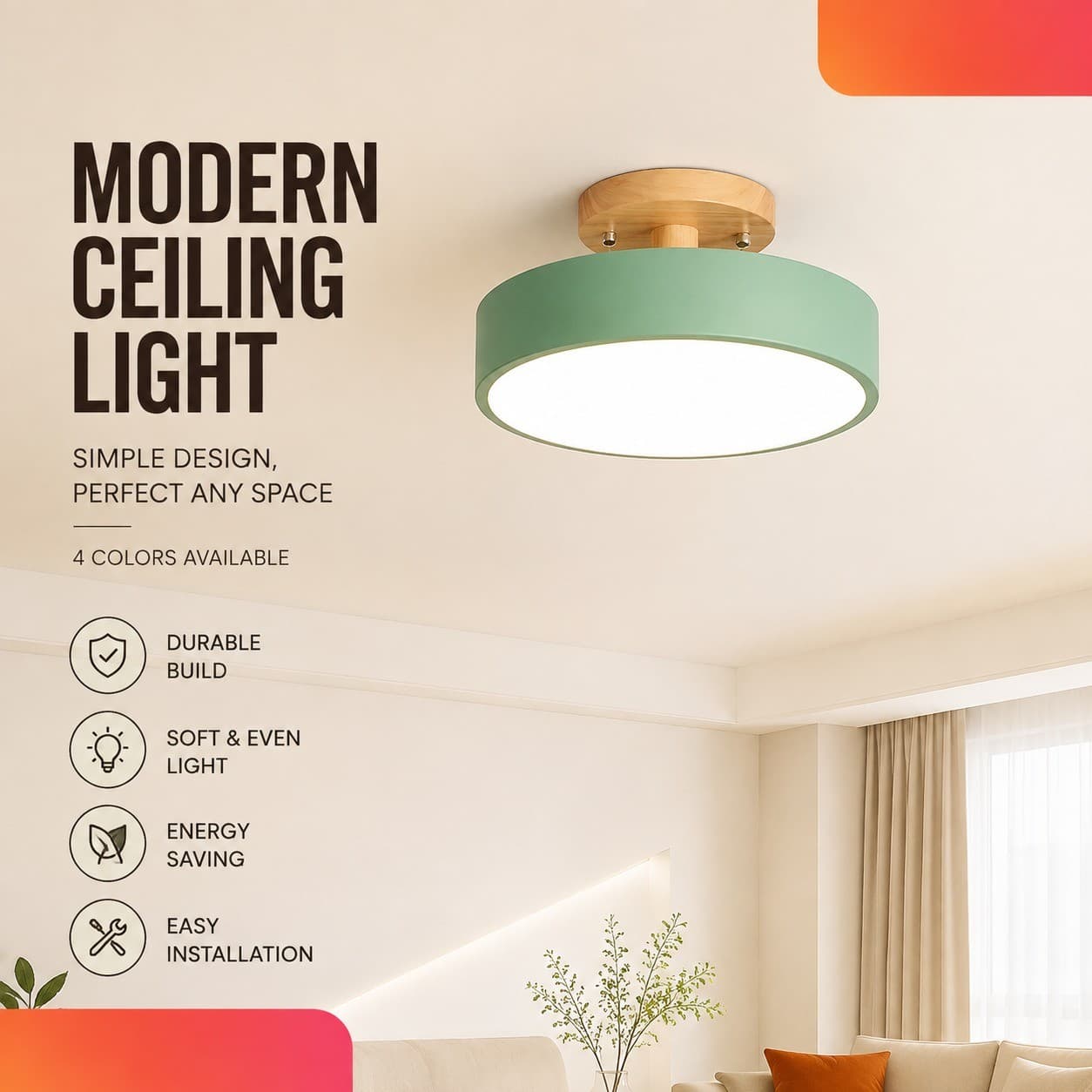 CZHLIFE Lampu Plafon Macaron Nórdico Luminária De Teto LED Redondo Corredores, Halls De Entrada E Salas De Estar
