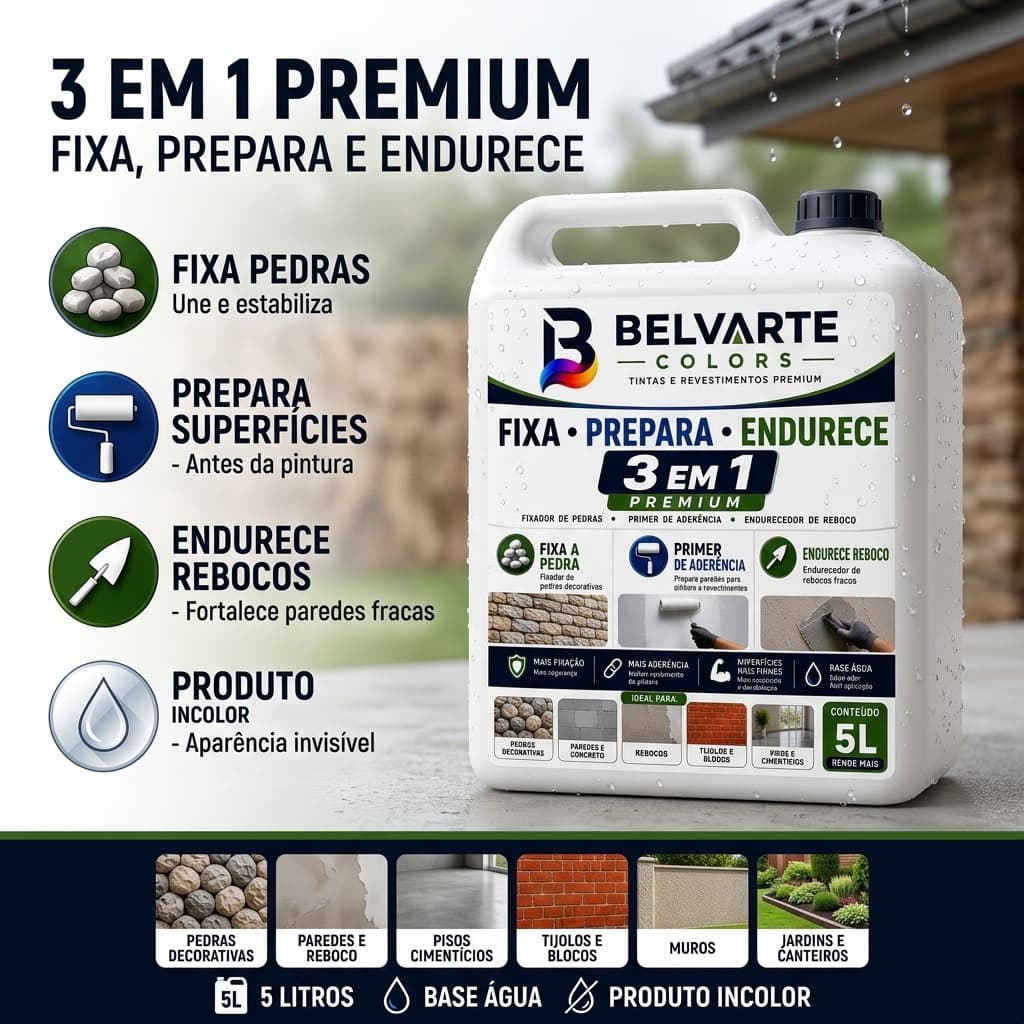 QUEIMA DE ESTOQUE - Fixa Pedra 5 Litros - Produto Premium 3 em 1 para Fixar Pedras Decorativas em Jardins e Canteiros