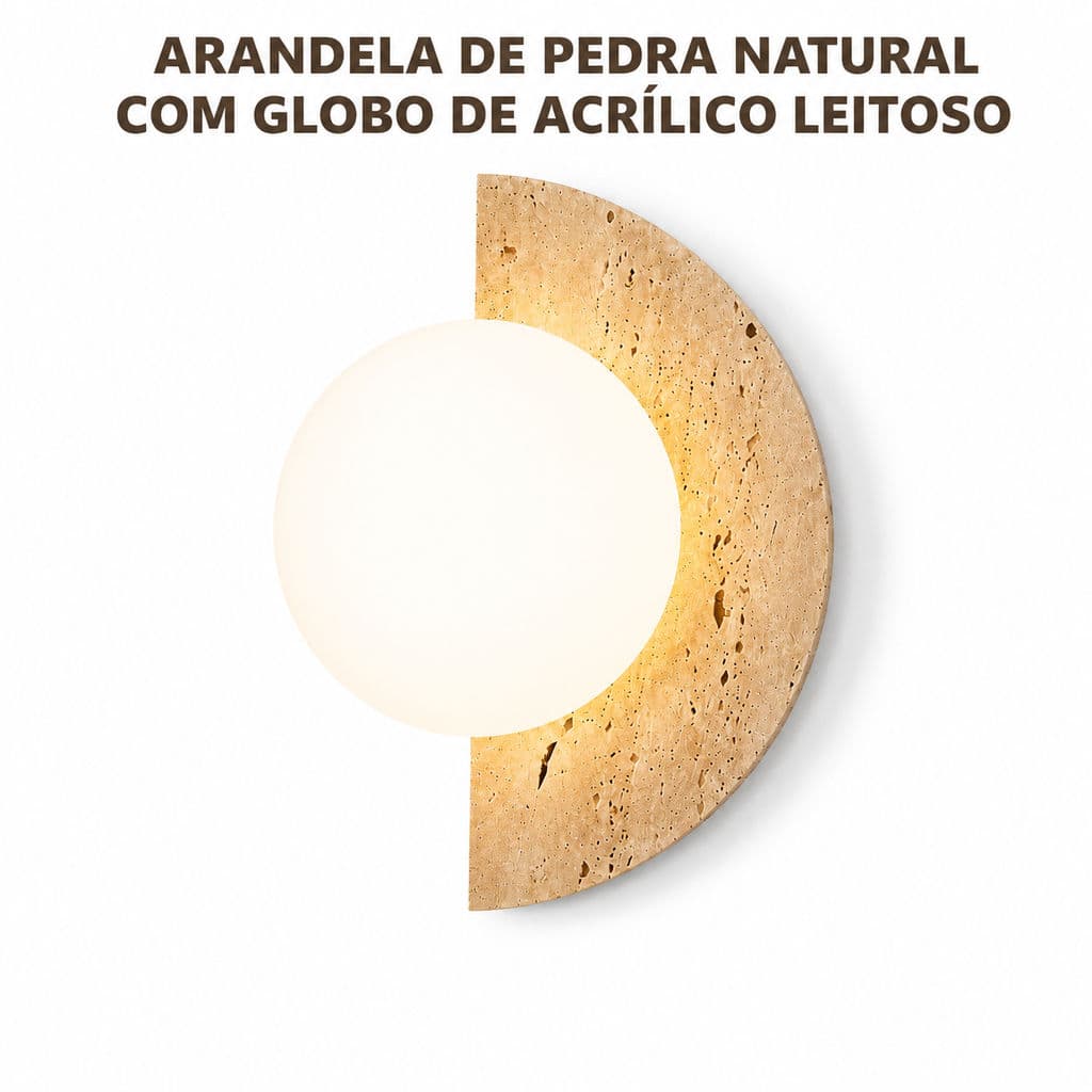 Arandela De Parede Meia Lua Travertino Natural Arandela Decorativa LED Quente Wabi-Sabi Para Quarto