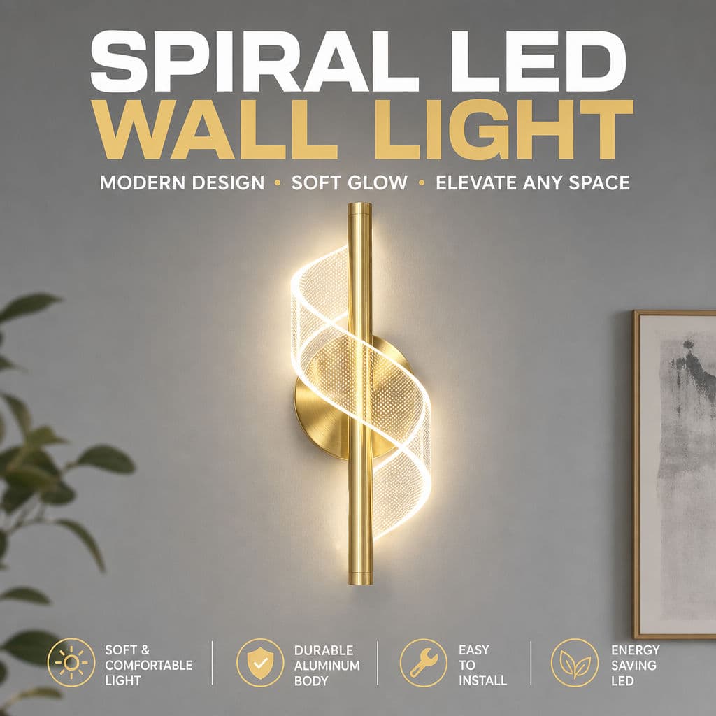 Espiral LED Luz De Parede Moderna Arandela Decorativa Corpo Alumínio Ouro/Preto Para Quarto Sala Estar Corredor