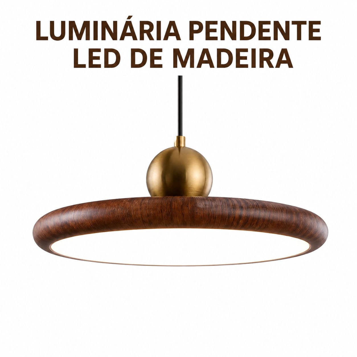 Luminária Pendente LED De Madeira Nogueira, Luminária Suspensa Tricolor Ajustável Para Sala De Jantar
