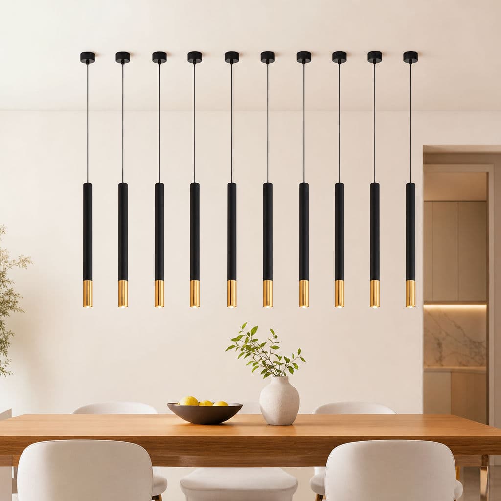 Luminária Pendente LED Moderna Preto Dourado Luminária Para Mesa De Jantar Minimalista Cabo Ajustável lampu gantung