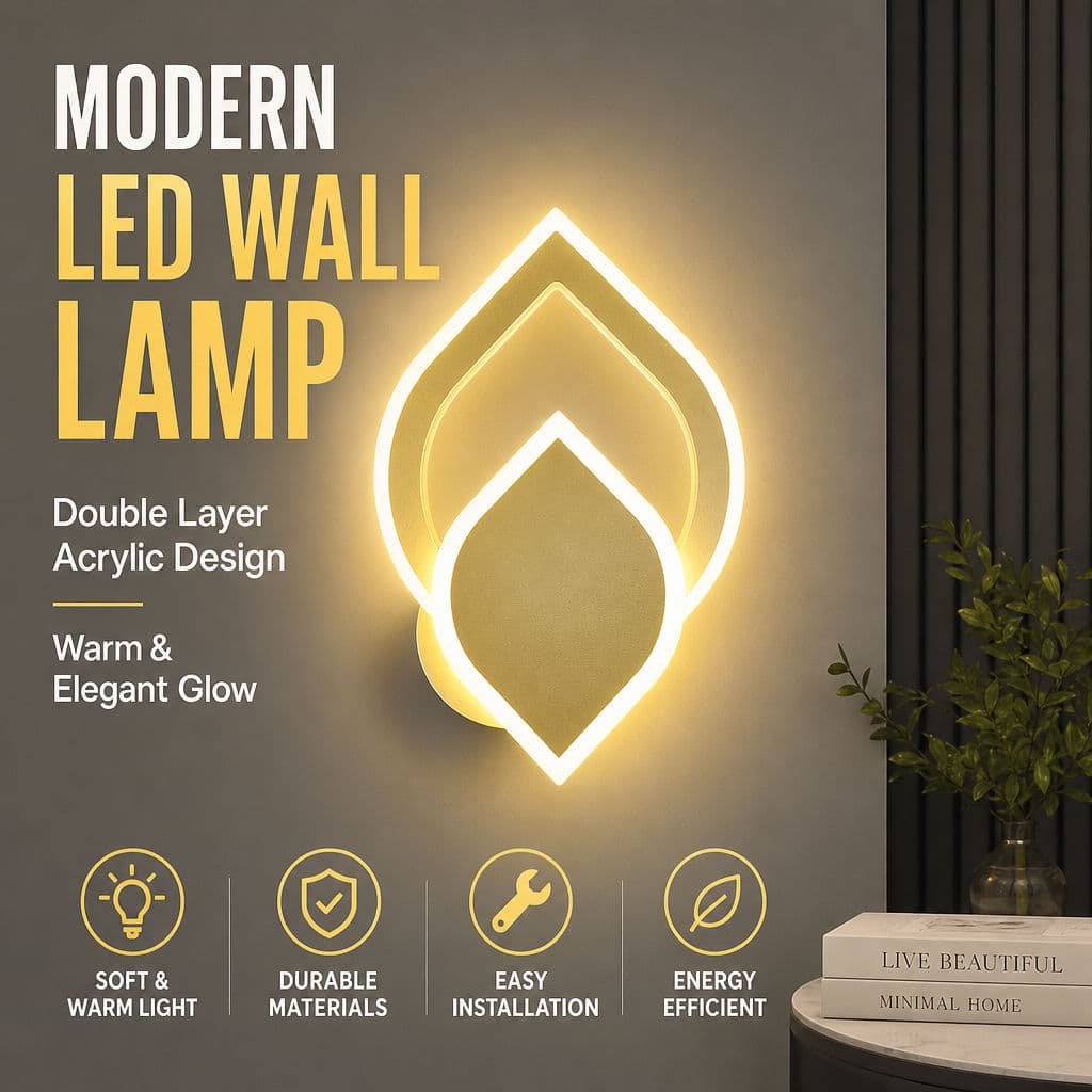 Lâmpada De Parede LED Moderna Com Design De Camada Dupla Brilho Quente Dourado Preto Branco Para Quarto Sala De Estar Co