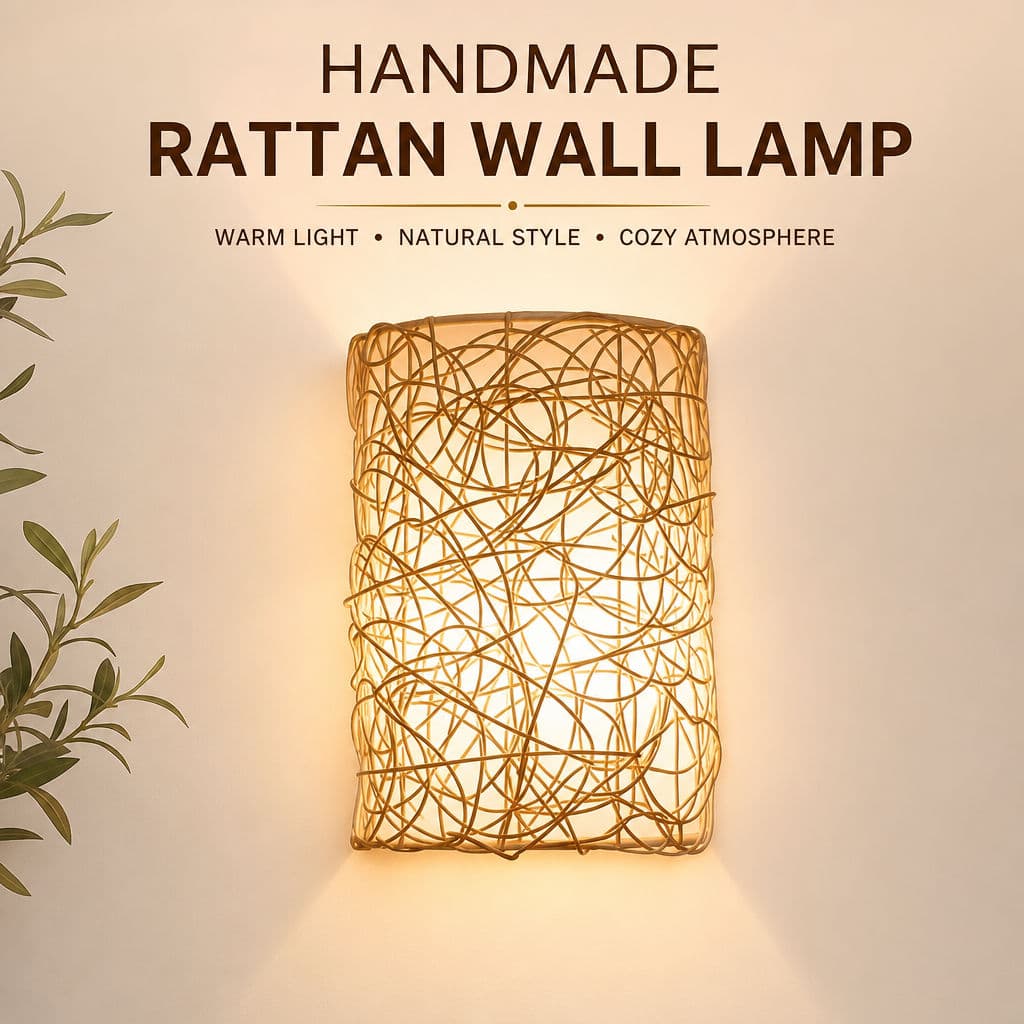 Lâmpada De Parede De Vime Artesanal Tecida À Mão LED Arandela Iluminação Decorativa Natural Para Quarto Corredor