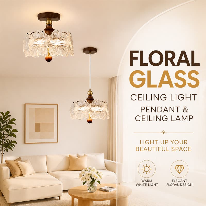 Lustre Para Sala Estilo Francês Vidro Lustre Plafon Floral Lampu Gantung Luminaria Pendente Teto Hanging