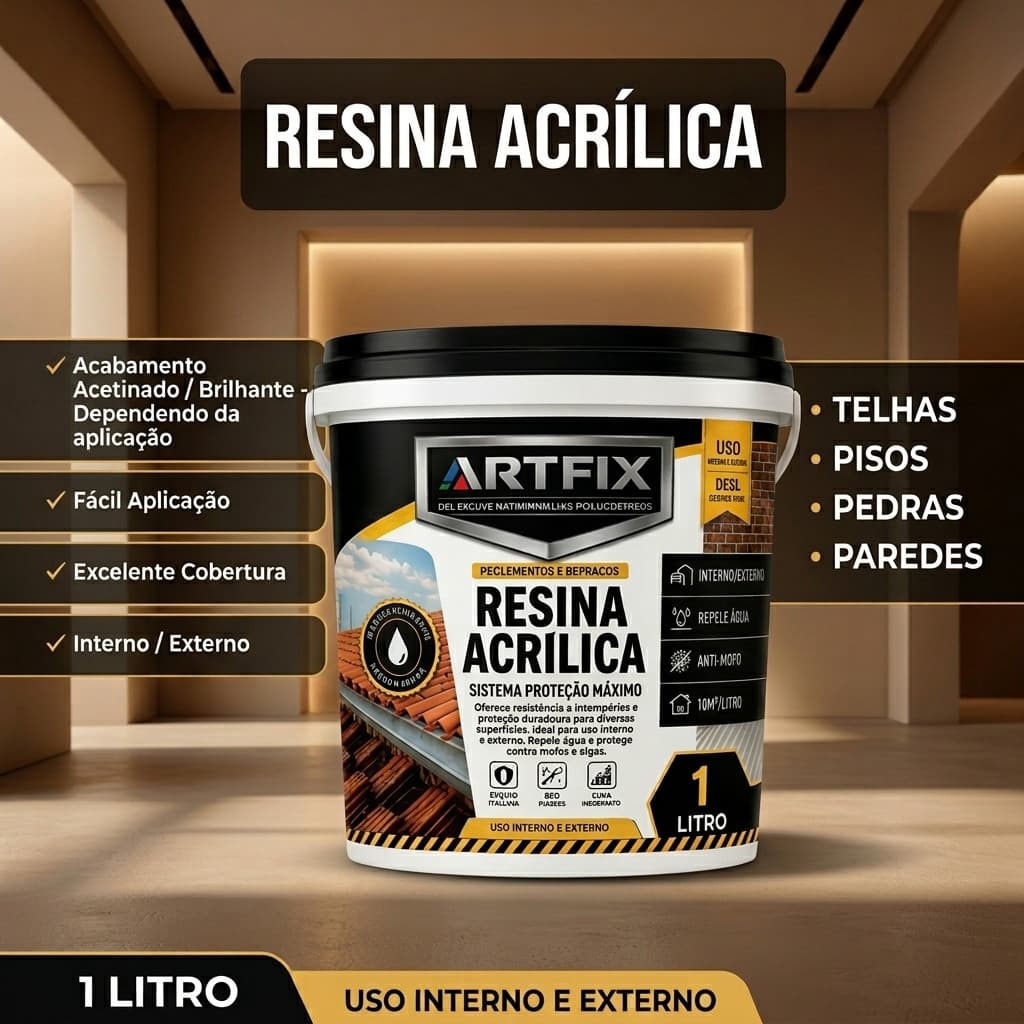 Resina Acrílica 1kg e 3kg Kit 1 ou 2 Unidades Impermeabilizante Multiuso Piso Pedra Concreto Parede