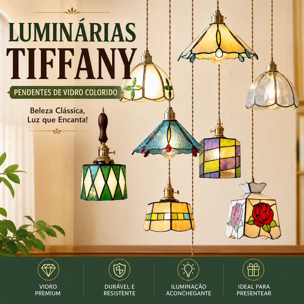 Luminária Pendente Estética Inspirada Em Barroco , Lustre De Vitral Para Sala De Jantar , Luz Suspensa Vintage De Altura