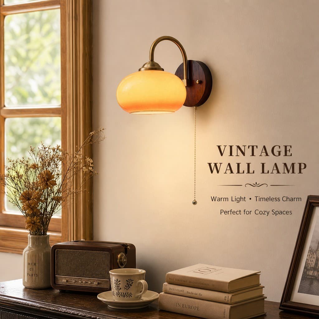 Arandela De Parede Vintage Wabi-Sabi Led Vidro Com Corda Para Quarto Banheiro Sala Entrada