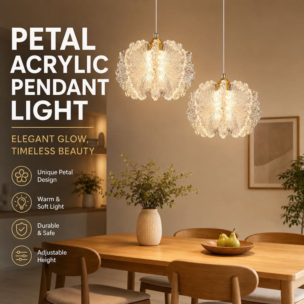 Pétala Acrílica Pingente Luz Moderna Elegante Tricolor LED Altura Ajustável Para Sala De Jantar Quarto Decoração Casa