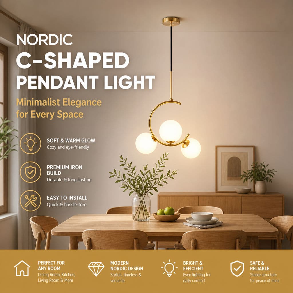 Nordic Em Forma De C LED Luz Pingente Moldura De Ferro Ouro Iluminação Quente Suave Para Sala De Jantar Quarto Estar