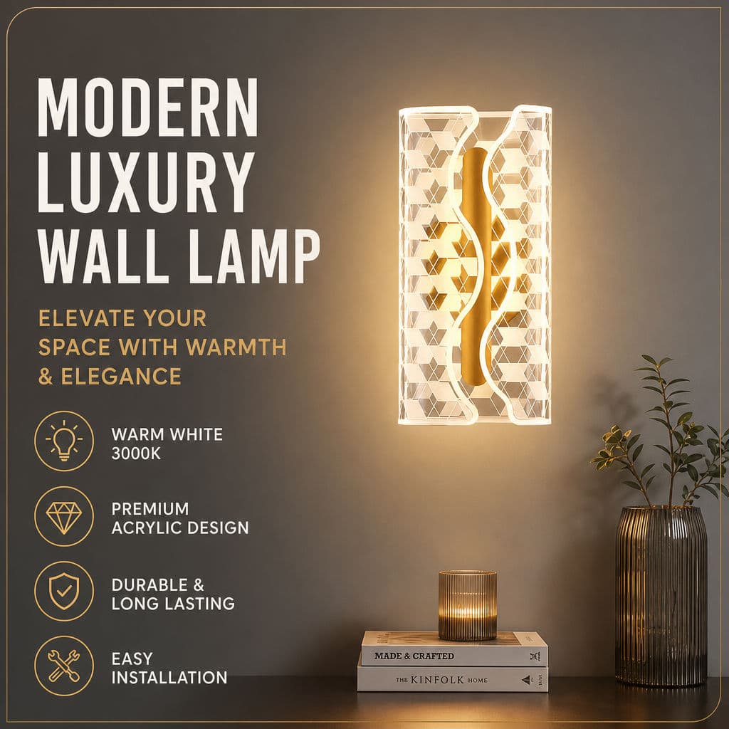 Lâmpada De Parede Acrílica De Luxo Moderna Luz Tricolor Iluminação Decorativa Interna Para Quarto Escada Corredor