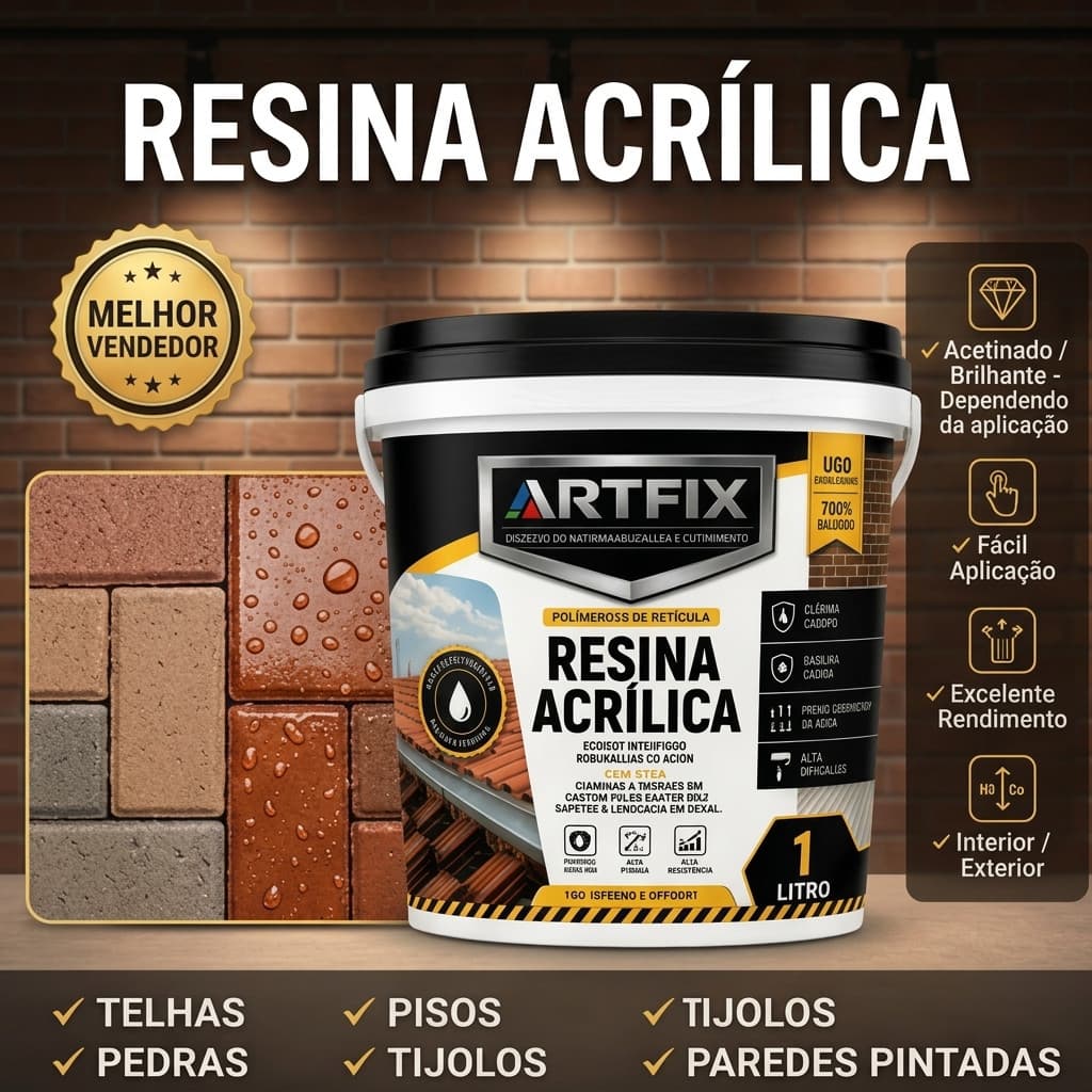 Resina Acrílica 1kg e 3kg Kit 1 ou 2 Unidades Impermeabilizante Selador Piso Pedra Concreto Fachada