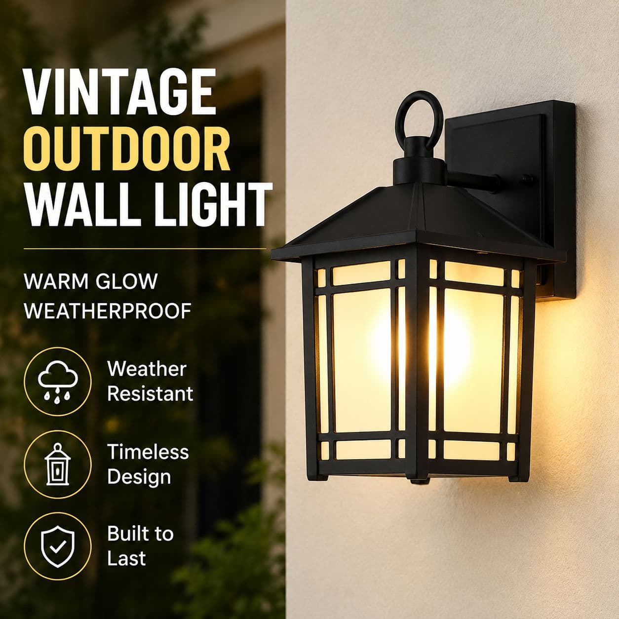 Luz De Parede Externa Vintage À Prova De Intempéries Brilho Quente Preto Alumínio Fundido 12w 220v Para Varanda