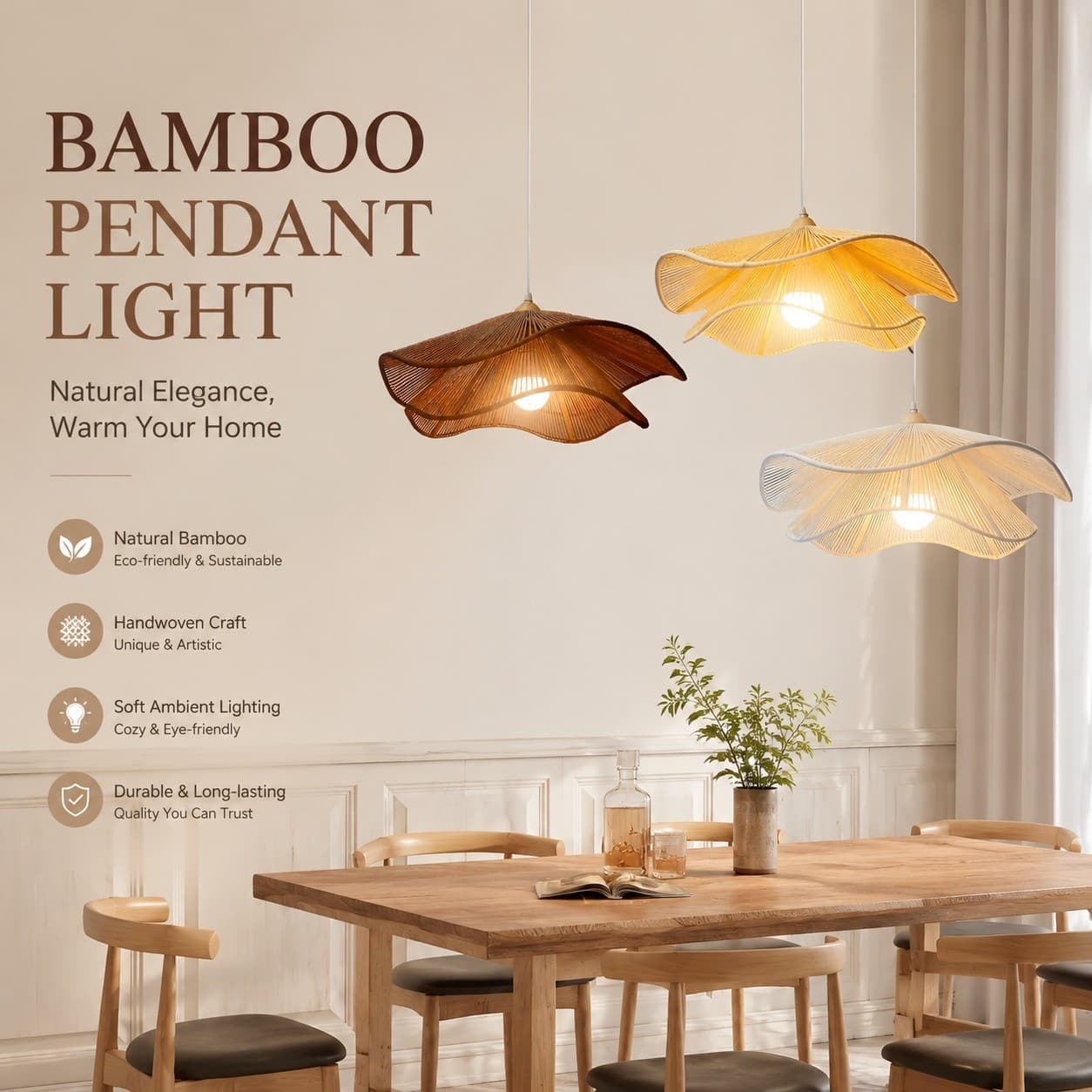 Luz Pendente De Rattan CZHLIFE, Lustres De Teto Estilo Retrô Japonês Para Sala De Jantar, Chá Estar E Lâmpada Suspensa