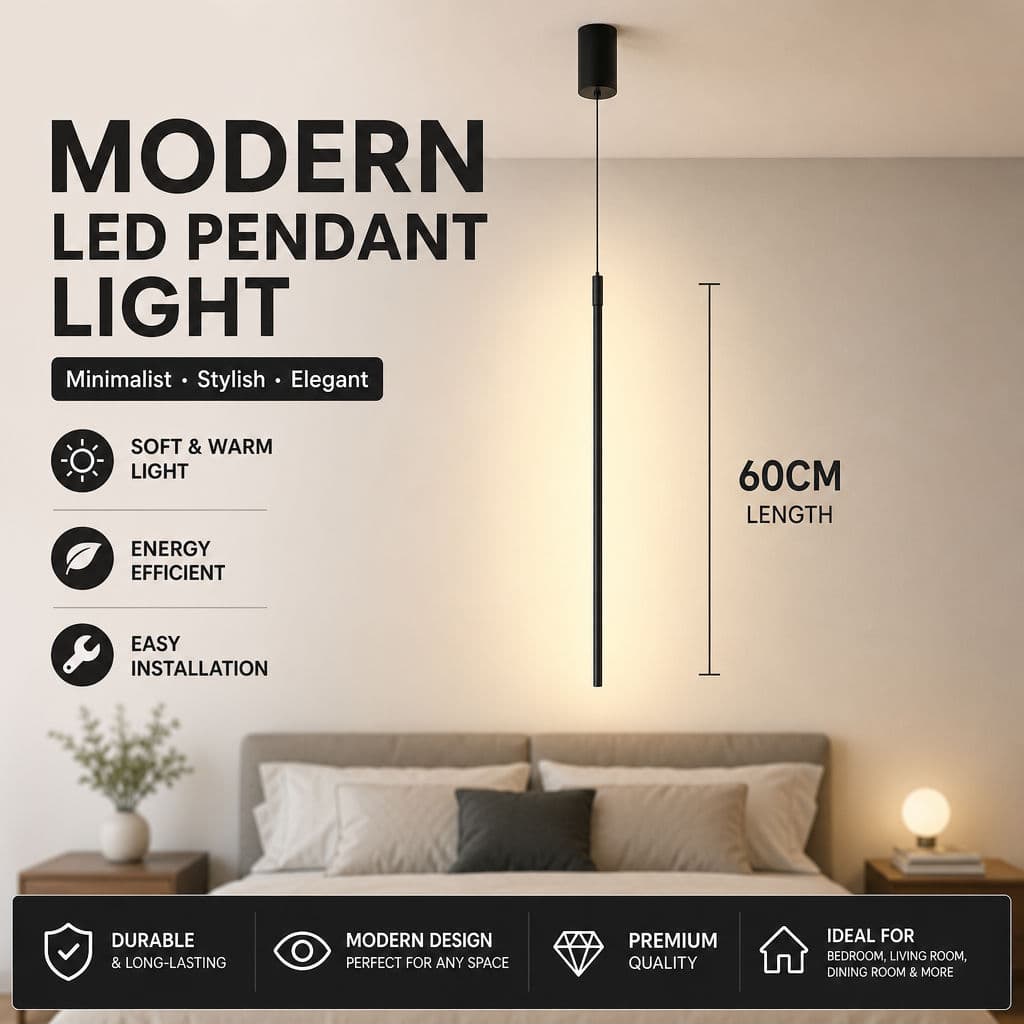 Moderno LED Pingente Luz 60cm Minimalista Elegante Ferragem Teto Pendurado Para O Quarto Sala De Estar Jantar