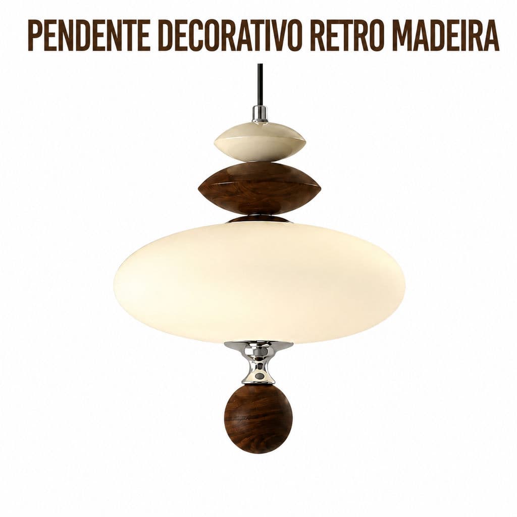 Pendente Decorativo Retro Madeira Tricolor Ajustável Luminária Pendente Para Quarto Jantar