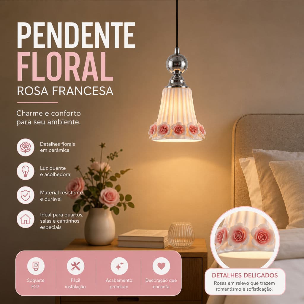 Luz Pendente De Cerâmica Estilo Country Francês , Lustre De Teto De Ferro Criativo , Droplight Decorativo Para Sala De J